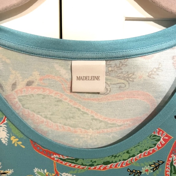 XL Blue Paisley Pattern Short Sleeve Top - German Brand Madeleine - Picture 5 of 5